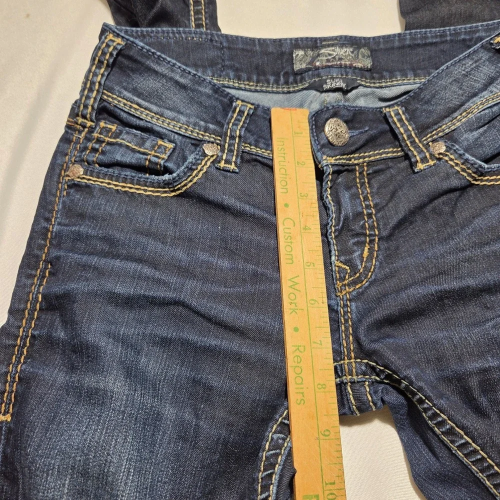 Silver Jeans Co Suki Skinny Dark Wash Denim Jeans Womens W26 L31 Mid Rise